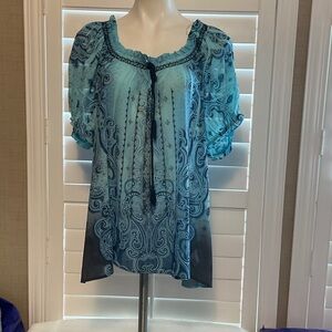 Chic Blue Paisley Women's Blouse